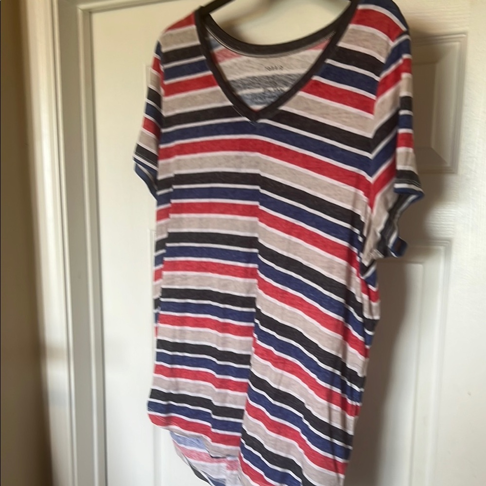 Torrid Red, Blue, and White Striped Short Sleeve Tee